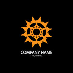 Gear vector logo isolated on a black background. Icon silhouette design template. Simple symbol concept in flat style. Abstract sign  pictogram for web  mobile and infographics.