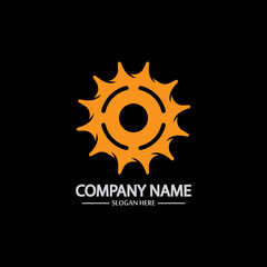 Gear vector logo isolated on a black background. Icon silhouette design template. Simple symbol concept in flat style. Abstract sign  pictogram for web  mobile and infographics.