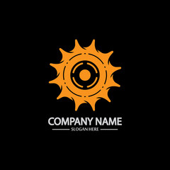 Gear vector logo isolated on a black background. Icon silhouette design template. Simple symbol concept in flat style. Abstract sign  pictogram for web  mobile and infographics.