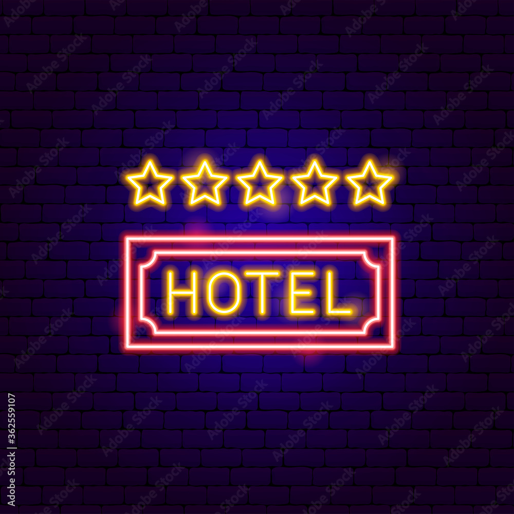 Wall mural hotel neon label