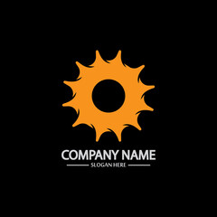 Gear vector logo isolated on a black background. Icon silhouette design template. Simple symbol concept in flat style. Abstract sign  pictogram for web  mobile and infographics.