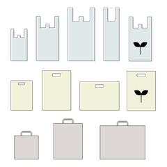 いろいろなサイズのレジ袋 / vector eps