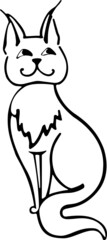 sly cat-hand-drawn drawing,black and white linear drawing