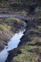 Drainage ditch in countryside