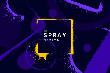 Abstract vector background with spray paint texture. Graffiti backdrop with blots of paint and place for text in purple colours. Minimalist poster concept. Art banner design. Grunge style. - obrazy, fototapety, plakaty
