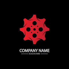 Gear vector logo isolated on a black background. Icon silhouette design template. Simple symbol concept in flat style. Abstract sign  pictogram for web  mobile and infographics.