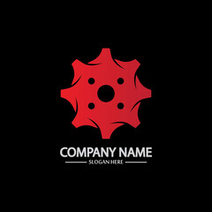 Gear vector logo isolated on a black background. Icon silhouette design template. Simple symbol concept in flat style. Abstract sign  pictogram for web  mobile and infographics.