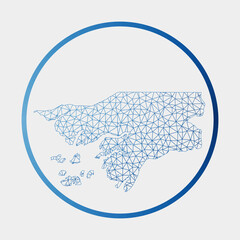 Guinea-Bissau icon. Network map of the country. Round Guinea-Bissau sign with gradient ring. Technology, internet, network, telecommunication concept. Vector illustration.