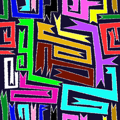 Abstract graffiti ribbons geometric seamless pattern