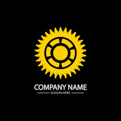 Gear vector logo isolated on a black background. Icon silhouette design template. Simple symbol concept in flat style. Abstract sign  pictogram for web  mobile and infographics.