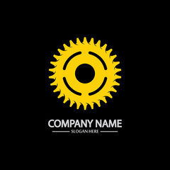 Gear vector logo isolated on a black background. Icon silhouette design template. Simple symbol concept in flat style. Abstract sign  pictogram for web  mobile and infographics.