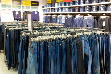 clothing store with a wide selection of trousers