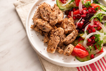 Grilled Poultry with Healthy Salad.Light Diet Lunch