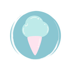 Ice cream icon logo vector illustration on circle with brush texture for social media story highlight
