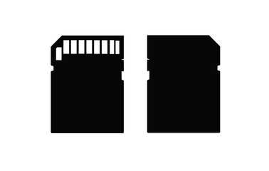 SD Card on white background, front back view