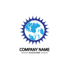 Global Engineer World Gear Logo Design Template