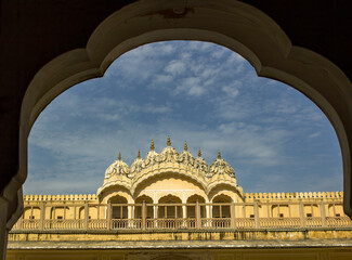 Wide angle view of a palace located in Jaipur city palace Rajasthan, India