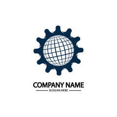 Global Engineer World Gear Logo Design Template