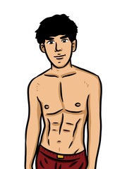 Fototapeta premium cartoon cute sexy man on white background