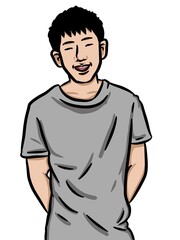 cartoon cute man on white background