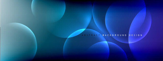 Vector abstract background liquid bubble circles on fluid gradient with shadows and light effects. Shiny design templates for text