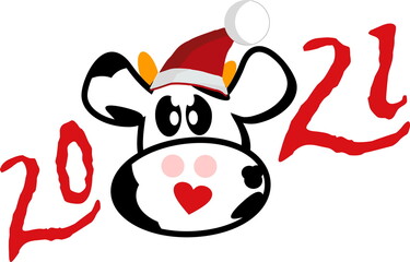 Cute cow, bull, symbol 2021 year