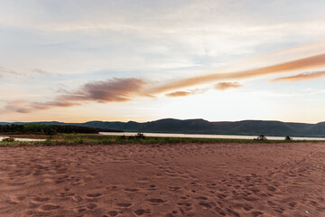 The view from the beach on beautiful sunset on Cape Breton Island on Nova Scotia