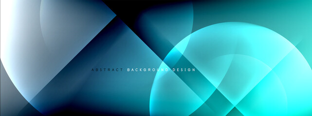 Vector abstract background - circle and cross on fluid gradient with shadows and light effects. Techno or business shiny design templates for text