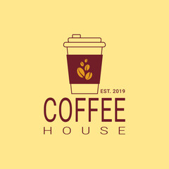 A minimalist logo for a coffee shop, restaurant or cafe. Emblems, badges, stickers, banners. Coffee design elements.