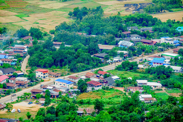 View the city from a high peak.