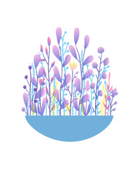 Vector floral illustration. Abstract colorful print on white.
