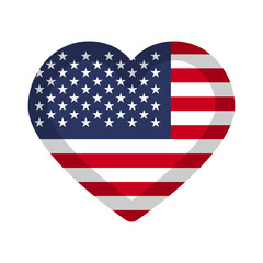 America flag heart graphic element Illustration template