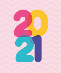 Happy new year 2021 multicolored numbers design, Welcome celebrate greeting card happy decorative and celebration theme Vector illustration