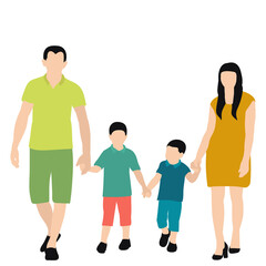vector, isolated, no face, in flat style, family