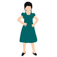 vector, isolated, without face, in flat style, child girl