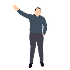 isolated, without face, in flat style, man jumping