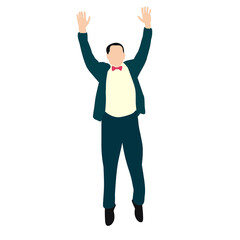 isolated, without face, in flat style, man jumping