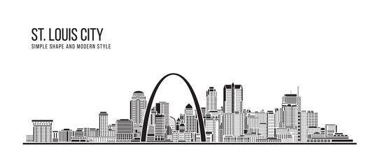 Cityscape Building Abstract Simple shape and modern style art Vector design - St. Louis city - obrazy, fototapety, plakaty