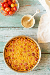  Cherry clafoutis - traditional French sweet fruit dessert.