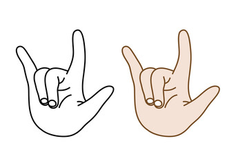 Fototapeta premium Love hand sign, a hand drawn vector illustration of love hand gesture