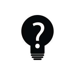 Light bulb icon vector,  lamp icon logo. Idea icon with question mark 