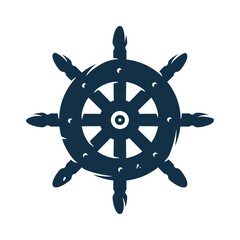 Obraz premium Silhouette of sail. Nautical helm. Marine cruises