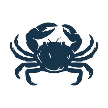 dark blue crab silhouette on white clip art preview