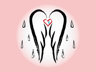 heart, mental care,Angel, logo,icon,line drawing, vector