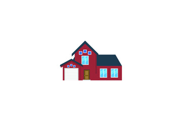 red house .Conceptual vector illustration in flat style design.Isolated on background.