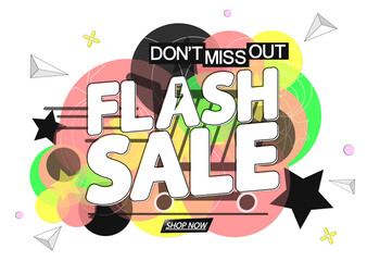 Flash Sale, banner design template, discount tag, promotion icon, don't miss out, vector illustration