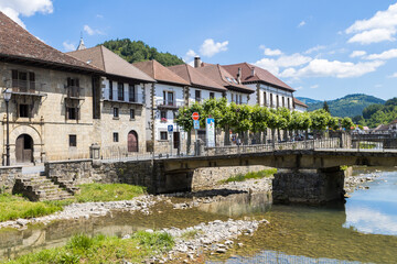 views of otsagavia countryside town in pyrenees, Spain