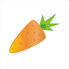Orange carrot with green leaves on a white background. Organic food and fresh vegetable. Vector illustration in flat style.