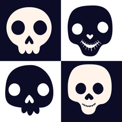 Flat design halloween skull character
