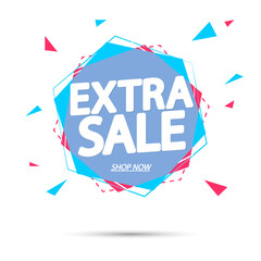 Extra Sale, banner design template, discount tag, promotion app icon, vector illustration